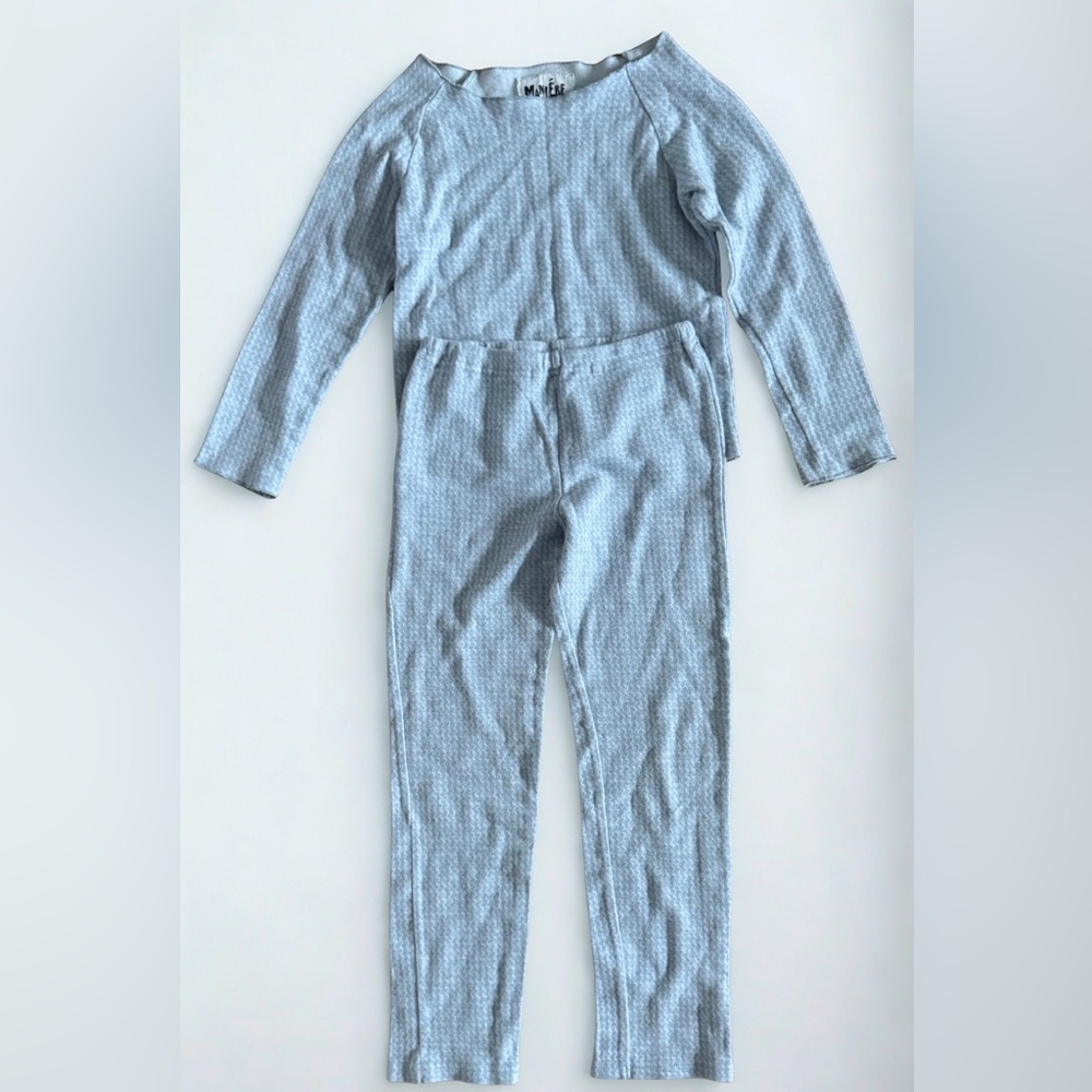 Maniere Children’s Wave Stripe 2-Piece Top & Pant Set, Sky Blue - Size 2
